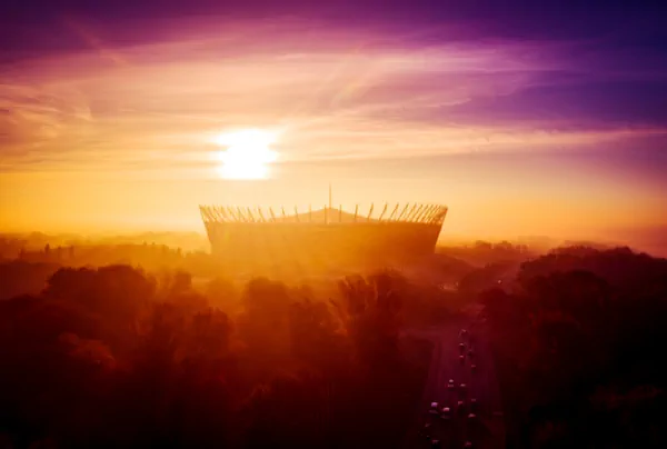 Warsaw - view of the National Stadium at dawn